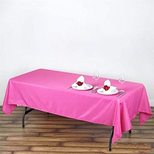 Balsacircle 60X102-Inch Fuchsia Rectangle Polyester Tablecloth Table Cover Linens For Wedding Party Events Kitchen Dining